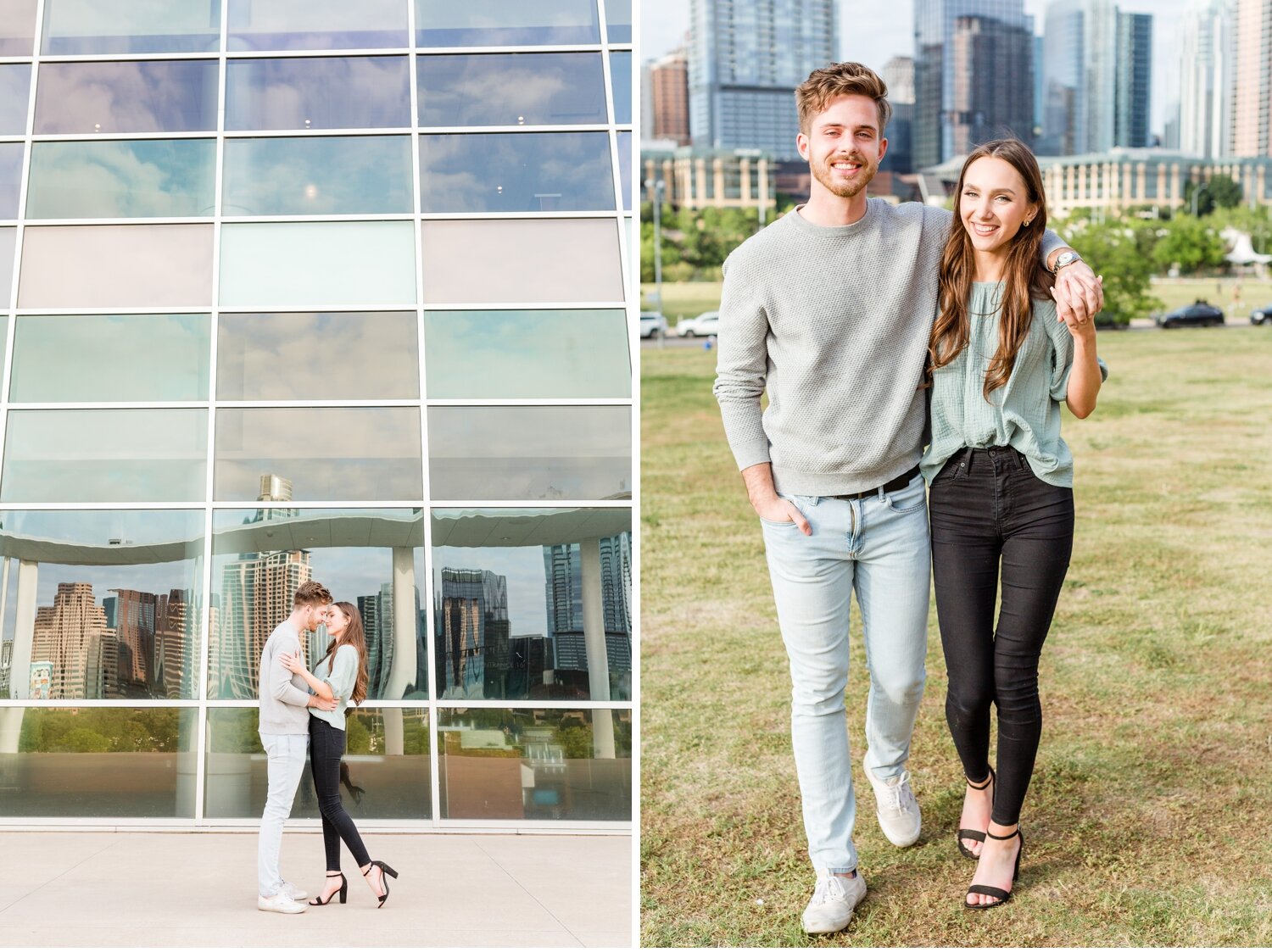 London + Christian Downtown Austin Rooftop Classic Car Engagement Session_0001.jpg