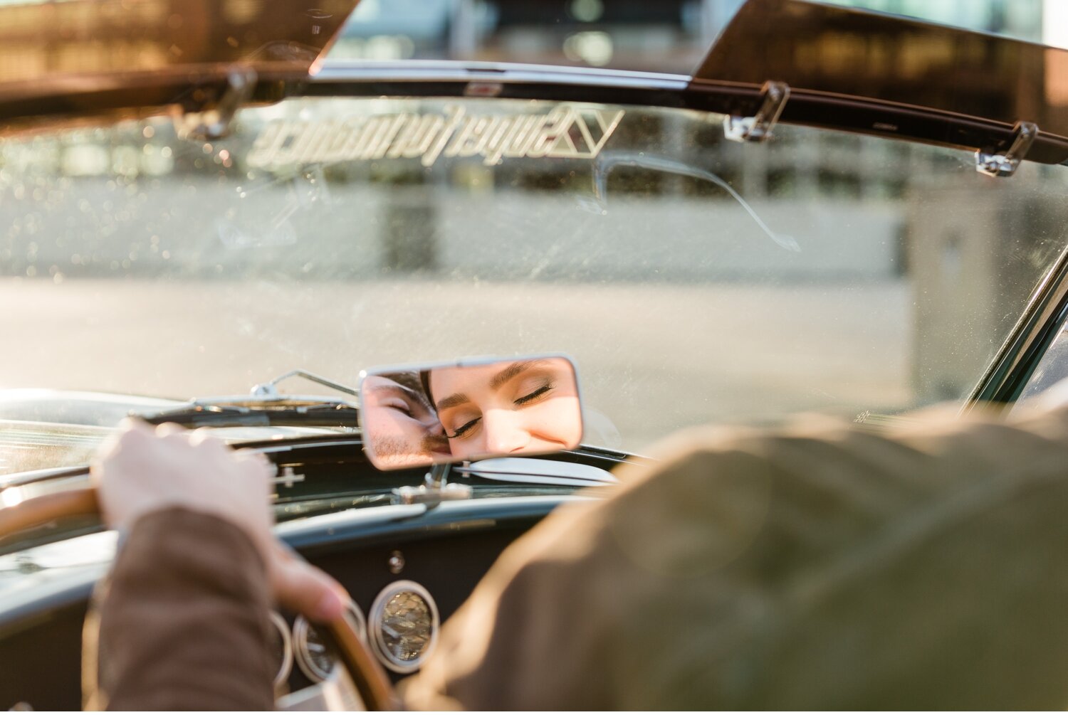 London + Christian Downtown Austin Rooftop Classic Car Engagement Session_0026.jpg