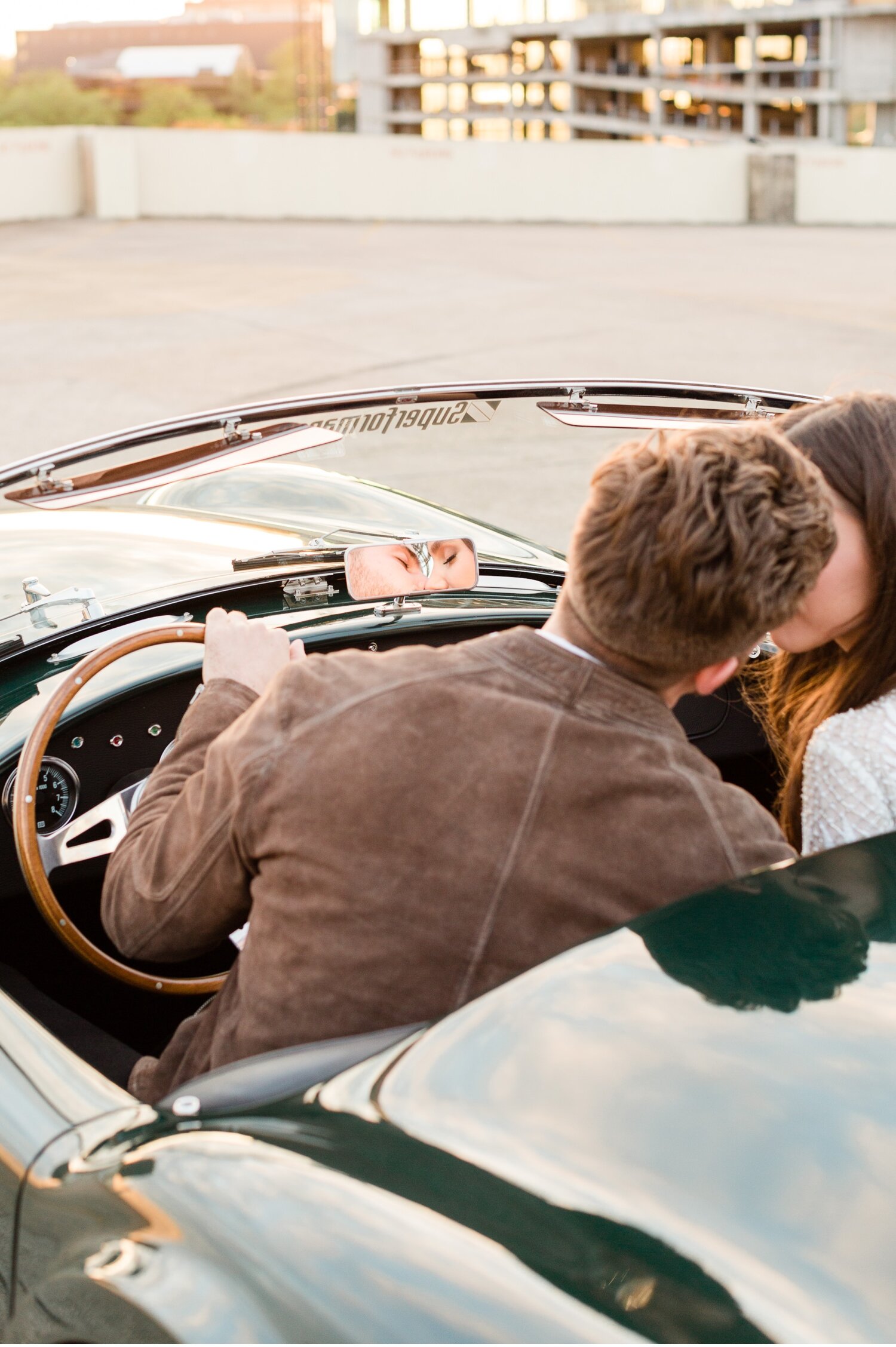 London + Christian Downtown Austin Rooftop Classic Car Engagement Session_0034.jpg