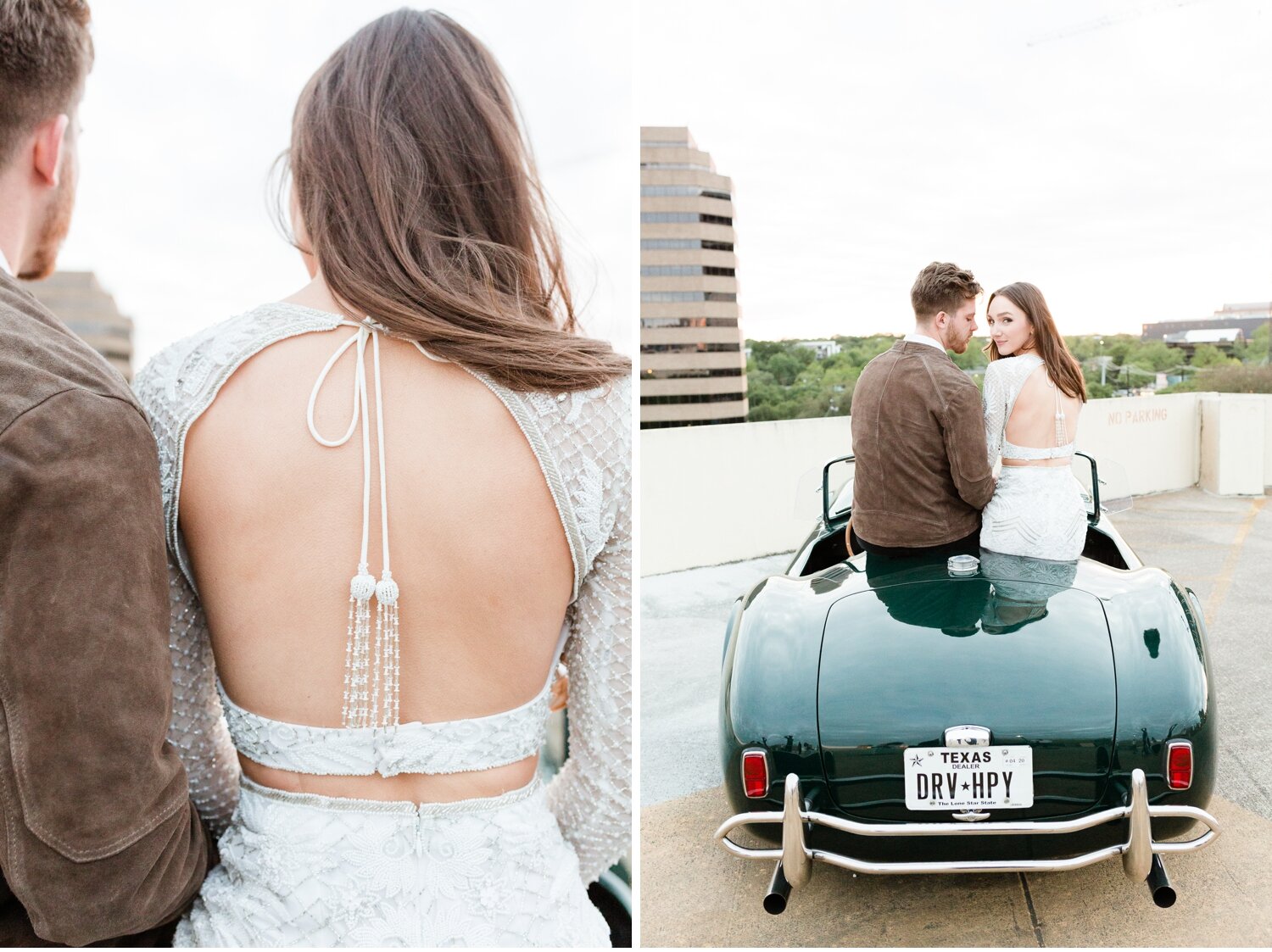 London + Christian Downtown Austin Rooftop Classic Car Engagement Session_0038.jpg