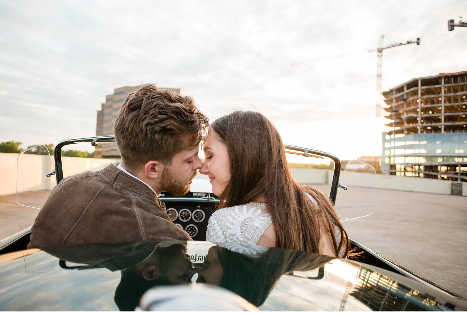 London + Christian Downtown Austin Rooftop Classic Car Engagement Session_0041.jpg