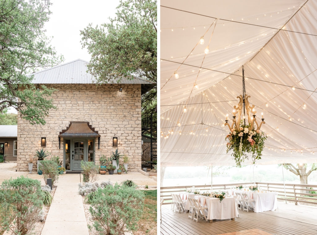 A collage of photos at Stonehouse Villa, one of the top austin wedding venues. 